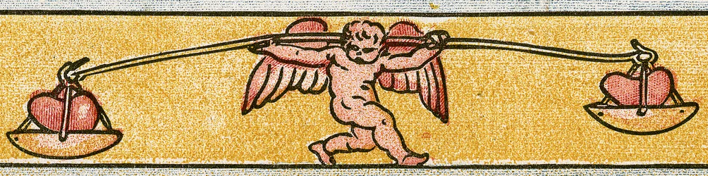 Eros balanceert twee harten, 1884